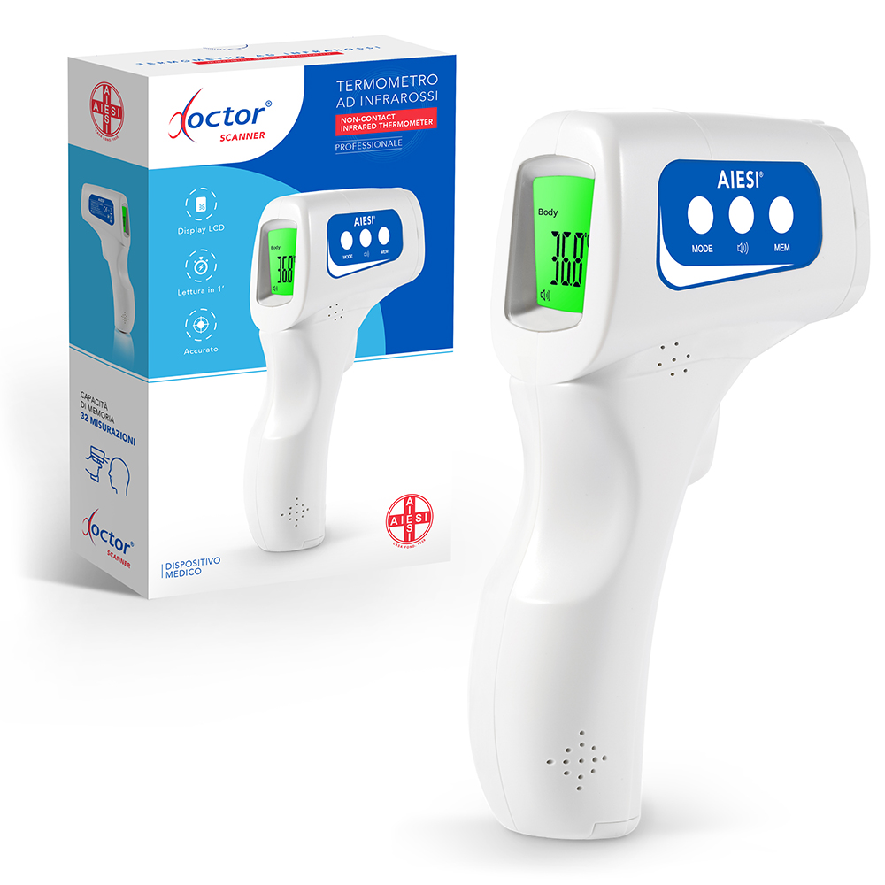 Termometro ad infrarossi professionale per febbre e oggetti senza contatto  AIESI